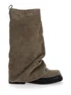 Attico 'robin' Beige Boots With Logo Plaque On The Rear And Pull-tab At The Heel In Suede Leather Woman