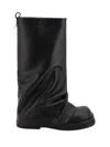 Attico 'robin' Black Boots With Square Toe And Logo Plaque On The Rear In Black
