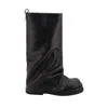 Attico 'robin' Black Boots With Square Toe And Logo Plaque On The Rear In Black