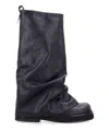 Attico 'robin' Black Boots With Square Toe And Logo Plaque On The Rear In Black
