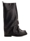 Attico 'robin' Black Boots With Square Toe And Logo Plaque On The Rear