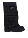 Attico Robin Mid-calf Denim Combat Boots In Blue
