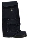 Attico Robin Mid-calf Denim Combat Boots In Blue