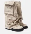 Attico Robin Canvas Mid-calf Boots In Beige