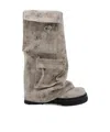 Attico Robin Canvas Mid-calf Boots In Gray