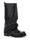 Attico 'robin' Black Boots With Square Toe And Logo Plaque On The Rear