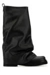 Attico 'robin' Black Boots With Square Toe And Logo Plaque On The Rear