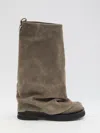 Attico 'robin' Beige Boots With Logo Plaque On The Rear And Pull-tab At The Heel In Beige