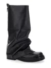 Attico 'robin' Black Boots With Square Toe And Logo Plaque On The Rear In Black