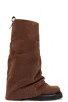 Attico 30mm Robin Suede Combat Boots In Chocolate