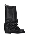 Attico 'robin' Black Boots With Square Toe And Logo Plaque On The Rear In Black