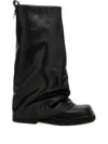 Attico 'robin' Black Boots With Square Toe And Logo Plaque On The Rear In Black
