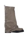 Attico Robin Taupe Suede Combat Boots In Multi