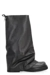 Attico 'robin' Black Boots With Square Toe And Logo Plaque On The Rear In Black