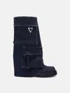 Attico Robin Denim Combat Boots In Dark Blue