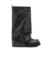 Attico 'robin' Black Boots With Square Toe And Logo Plaque On The Rear In Black