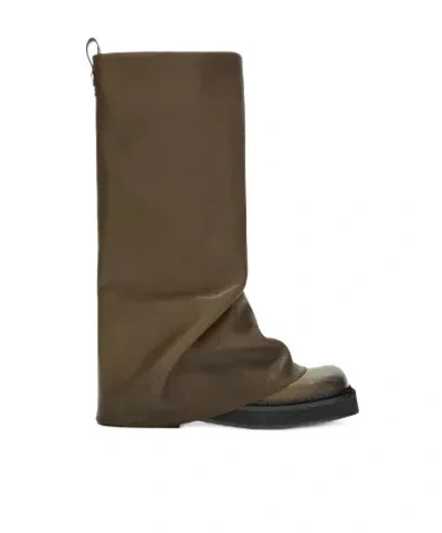 Attico Robin Leather Boots In Brown