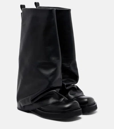 Attico Robin Leather Combat Boots In Black