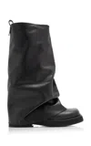 Attico 'robin' Black Boots With Square Toe And Logo Plaque On The Rear In Black