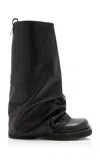 Attico 'robin' Black Boots With Square Toe And Logo Plaque On The Rear In Brown