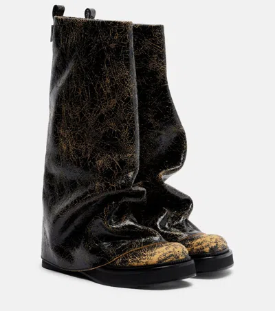 Attico Robin Leather Knee-high Boots In Black