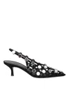 Attico The  Black Open Lattice Design Low-heeled Shoes In Black