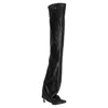 Attico Robin Otk Thigh High Boots In Black Leather In Black