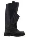 Attico 'passeggiata' Black Boots With Heel-tab And Rubber Sole In Leather Woman In Black