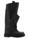 Attico 'passeggiata' Black Boots With Heel-tab And Rubber Sole In Leather Woman In Black