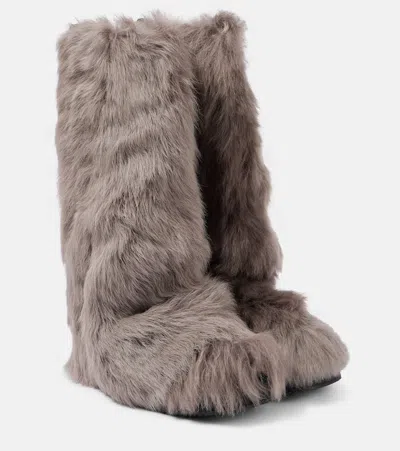 Attico Robin Shearling Knee-high Boots In 215 Taupe