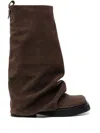 Attico 30mm Robin Suede Combat Boots In Brown
