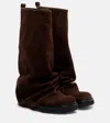 Attico Robin Suede Knee-high Boots In Burgundy
