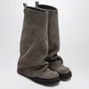 Attico Robin Taupe Suede Combat Boots In Brown