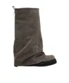 Attico Robin Taupe Suede Combat Boots In Black