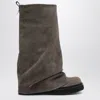 Attico Robin Taupe Suede Combat Boots In Multi