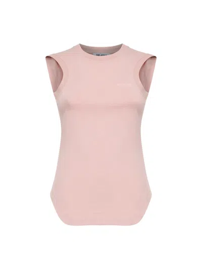 Attico Rose Cotton Jersey "reese" Tank Top In Pink