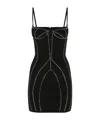 Attico Black Sablè Crystal Hotfix Bustier Minidress In Black