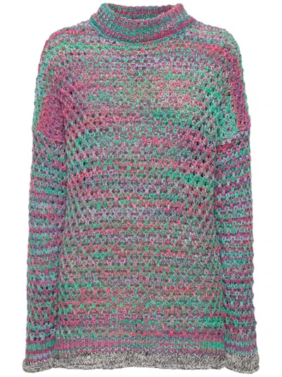 Attico Round Neck Sweater With Long Sleeves In Green