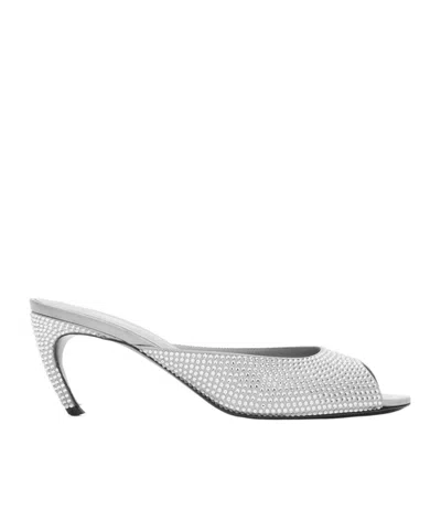 Attico Round Toe High Heel Sandals In Silver