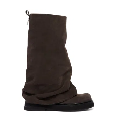 Attico Round-toe Ankle Boots In Brown