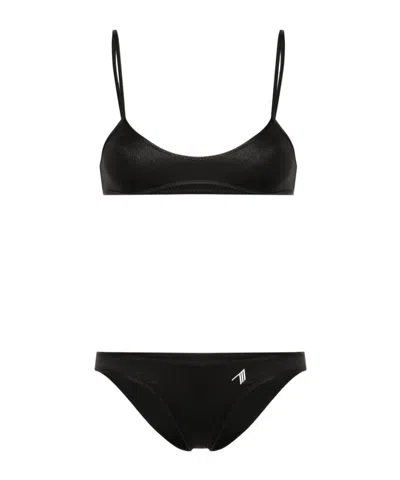 Attico Rubberised-logo Bikini In Black