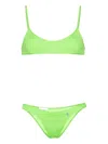 Attico Rubberised-logo Bikini In Green