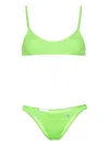 Attico Green Rubberised-logo Bikini In Green
