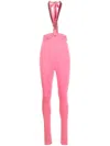 Attico Ruby Jersey Halterneck Skinny Pants In Pink