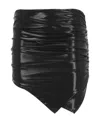Attico Ruched Asymmetric Mini Skirt In Nude