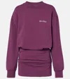 Attico Ruched Cotton-blend Fleece Minidress In Purple