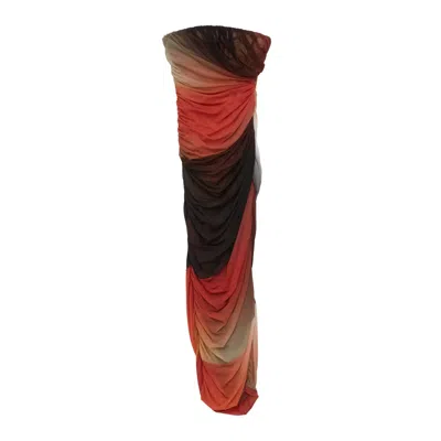 Attico Ruched-detail Strapless Midi Dress In Multi
