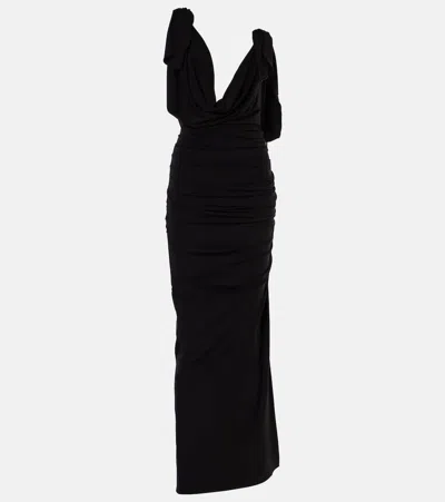 ATTICO RUCHED DRAPED JERSEY GOWN