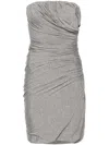 Attico Abito Strapless Ruched Jersey Mini Dress In Grey