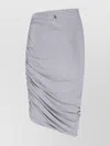 Attico Ruched Knee Length Skirt With Side Gathering In Gray